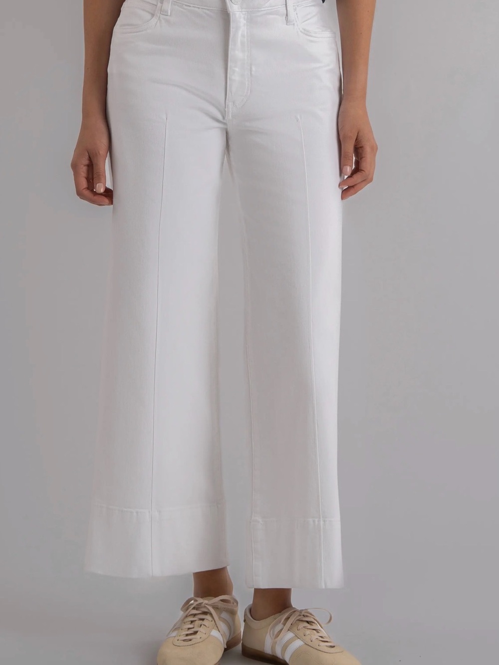 Kut From The Kloth Meg White Pintuck High Waist Ankle Wide Leg Jeans Size 10